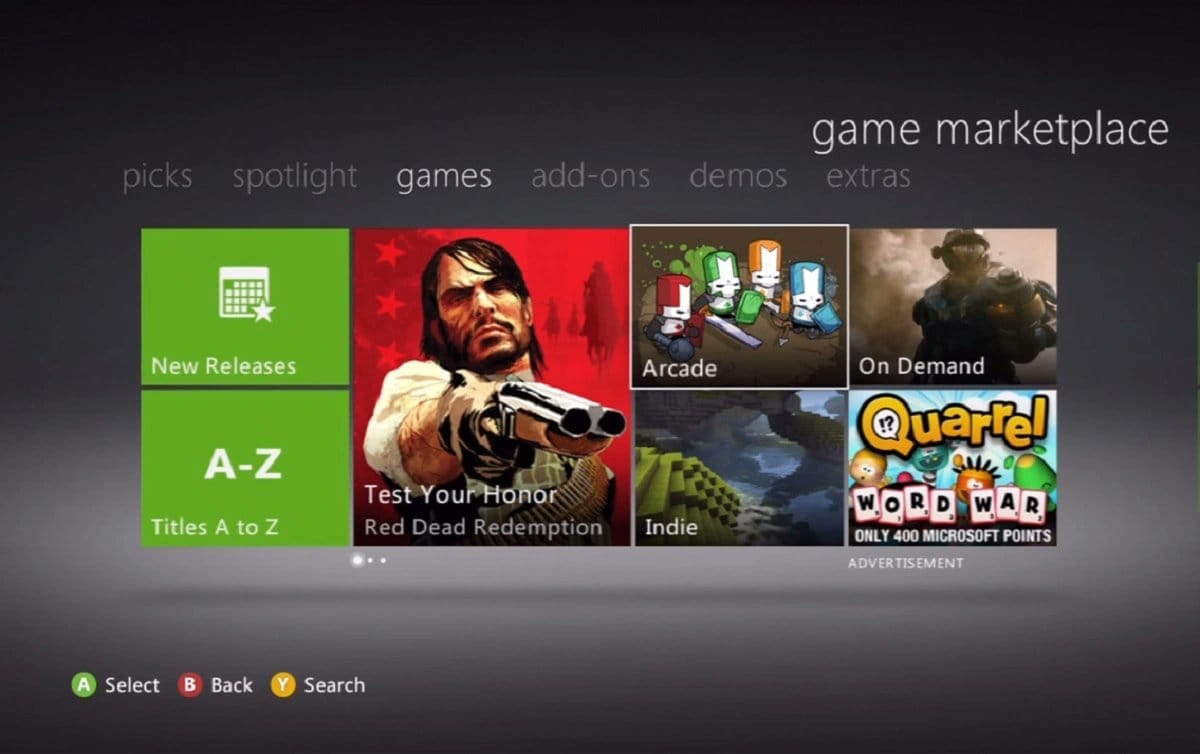 Xbox 360 marketplace store on xbox one