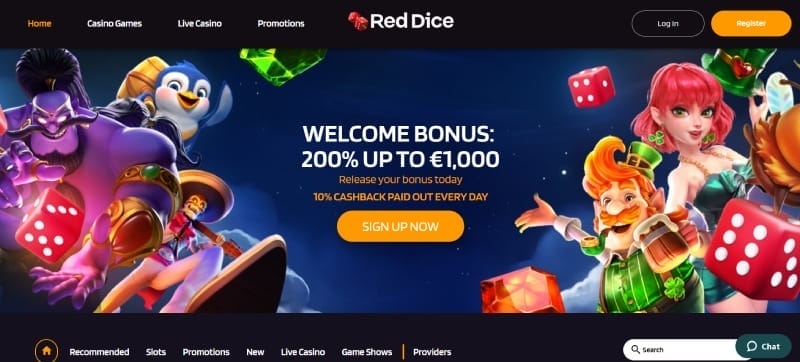 Red Dice Casino website